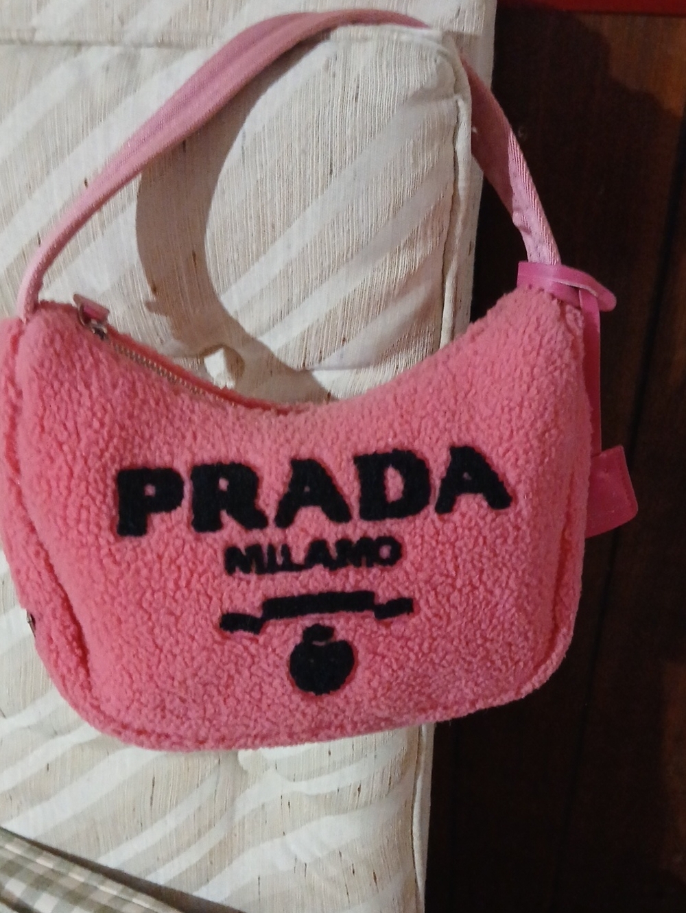 PRADA Pink Shearling Shoulder Bag